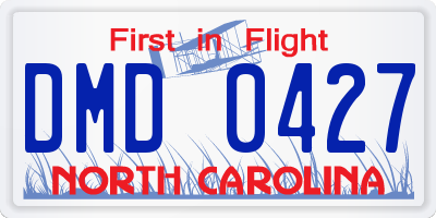 NC license plate DMD0427