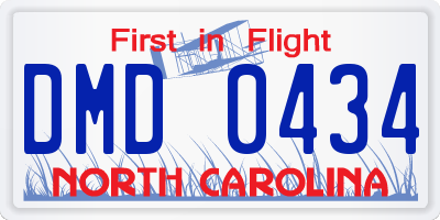 NC license plate DMD0434