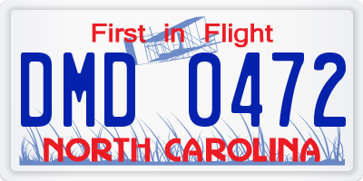 NC license plate DMD0472