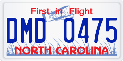 NC license plate DMD0475