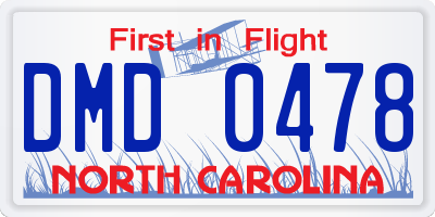 NC license plate DMD0478