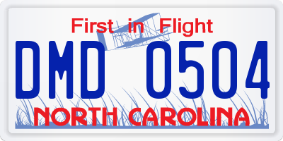 NC license plate DMD0504
