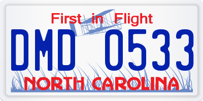 NC license plate DMD0533