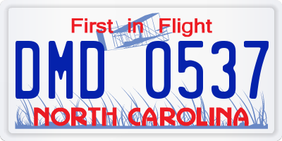 NC license plate DMD0537