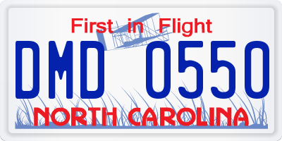NC license plate DMD0550