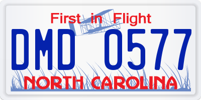 NC license plate DMD0577