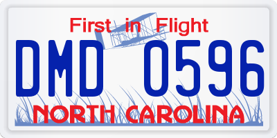 NC license plate DMD0596
