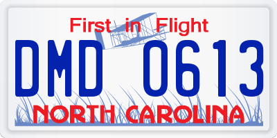 NC license plate DMD0613