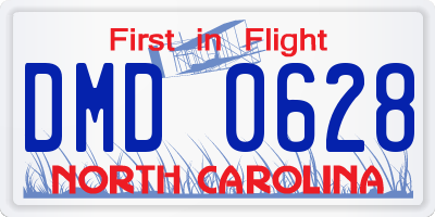 NC license plate DMD0628