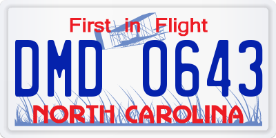 NC license plate DMD0643