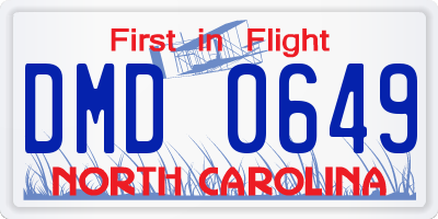 NC license plate DMD0649