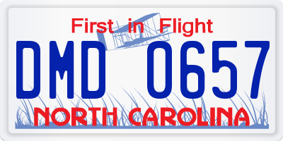 NC license plate DMD0657
