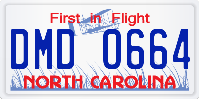 NC license plate DMD0664