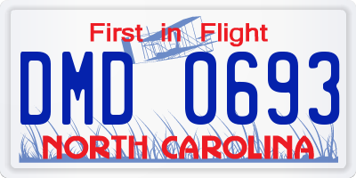 NC license plate DMD0693