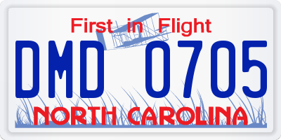 NC license plate DMD0705