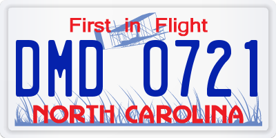 NC license plate DMD0721