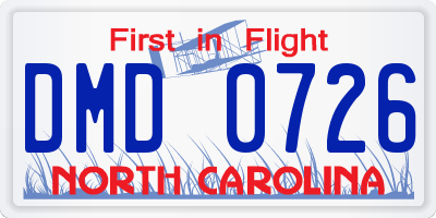 NC license plate DMD0726