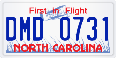 NC license plate DMD0731