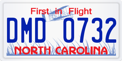 NC license plate DMD0732