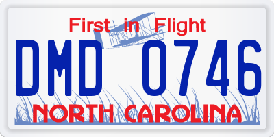 NC license plate DMD0746