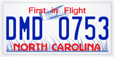 NC license plate DMD0753