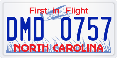 NC license plate DMD0757