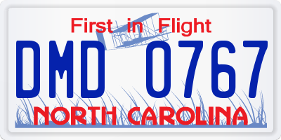 NC license plate DMD0767