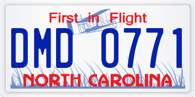 NC license plate DMD0771