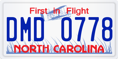 NC license plate DMD0778