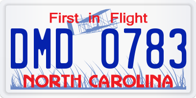 NC license plate DMD0783