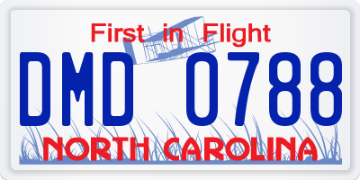 NC license plate DMD0788