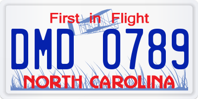 NC license plate DMD0789