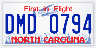 NC license plate DMD0794