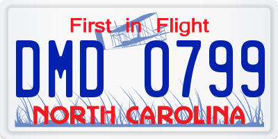 NC license plate DMD0799