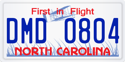 NC license plate DMD0804