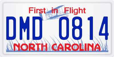 NC license plate DMD0814