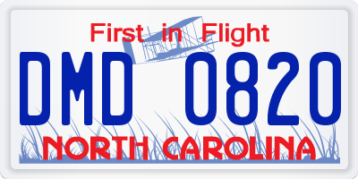 NC license plate DMD0820