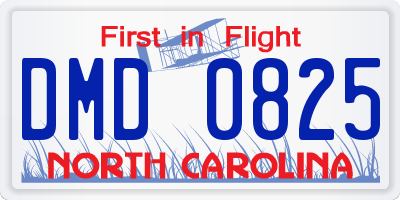 NC license plate DMD0825