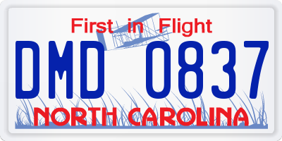 NC license plate DMD0837