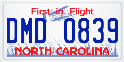 NC license plate DMD0839