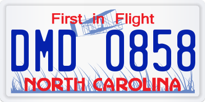 NC license plate DMD0858