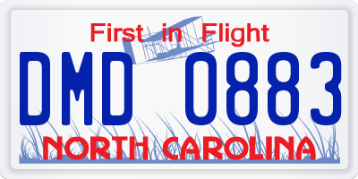 NC license plate DMD0883