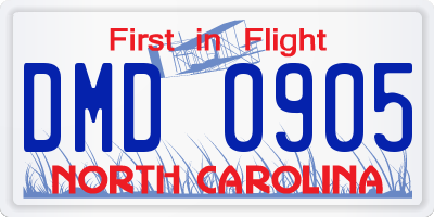 NC license plate DMD0905