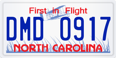 NC license plate DMD0917