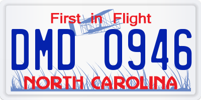 NC license plate DMD0946