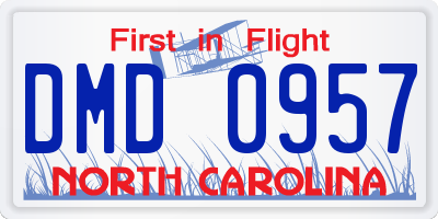 NC license plate DMD0957
