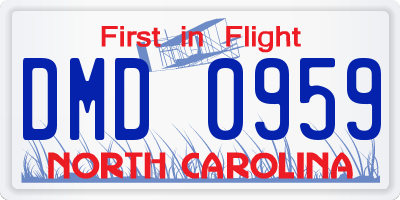 NC license plate DMD0959