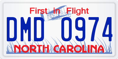 NC license plate DMD0974