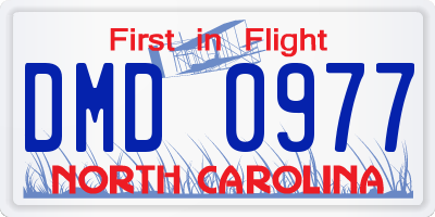 NC license plate DMD0977