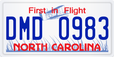 NC license plate DMD0983